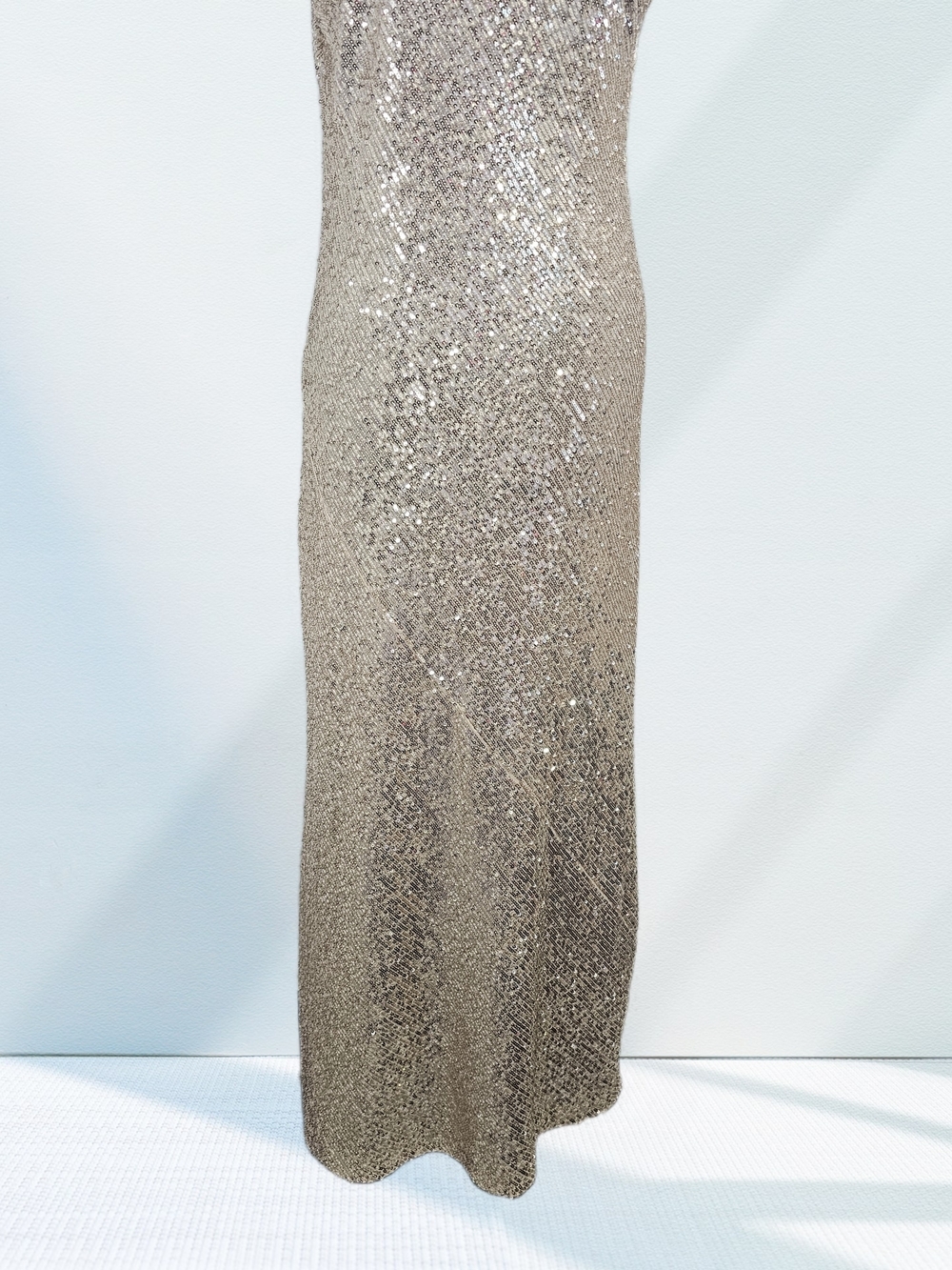 Gold Sequin Scoop Neck Sleeveless Long Gown Dress Formal Party Wedding Prom EUC - Picture 9 of 16